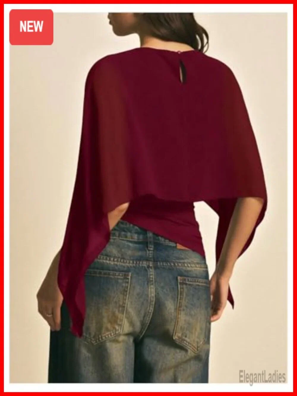 Asymmetrical Chiffon Blouse Dressy Casual Sheer Mesh Top Keyhole Back